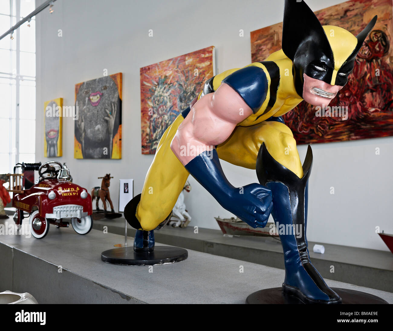 Super hero model based on the X-Man Wolverine character Stock Photo
