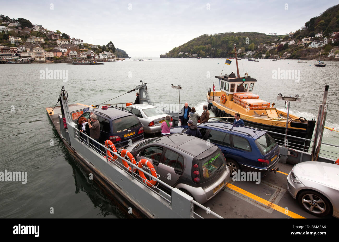 UK, England, Devon, Dartmouth, Lower Ferry crossing River Dart Stock Photo