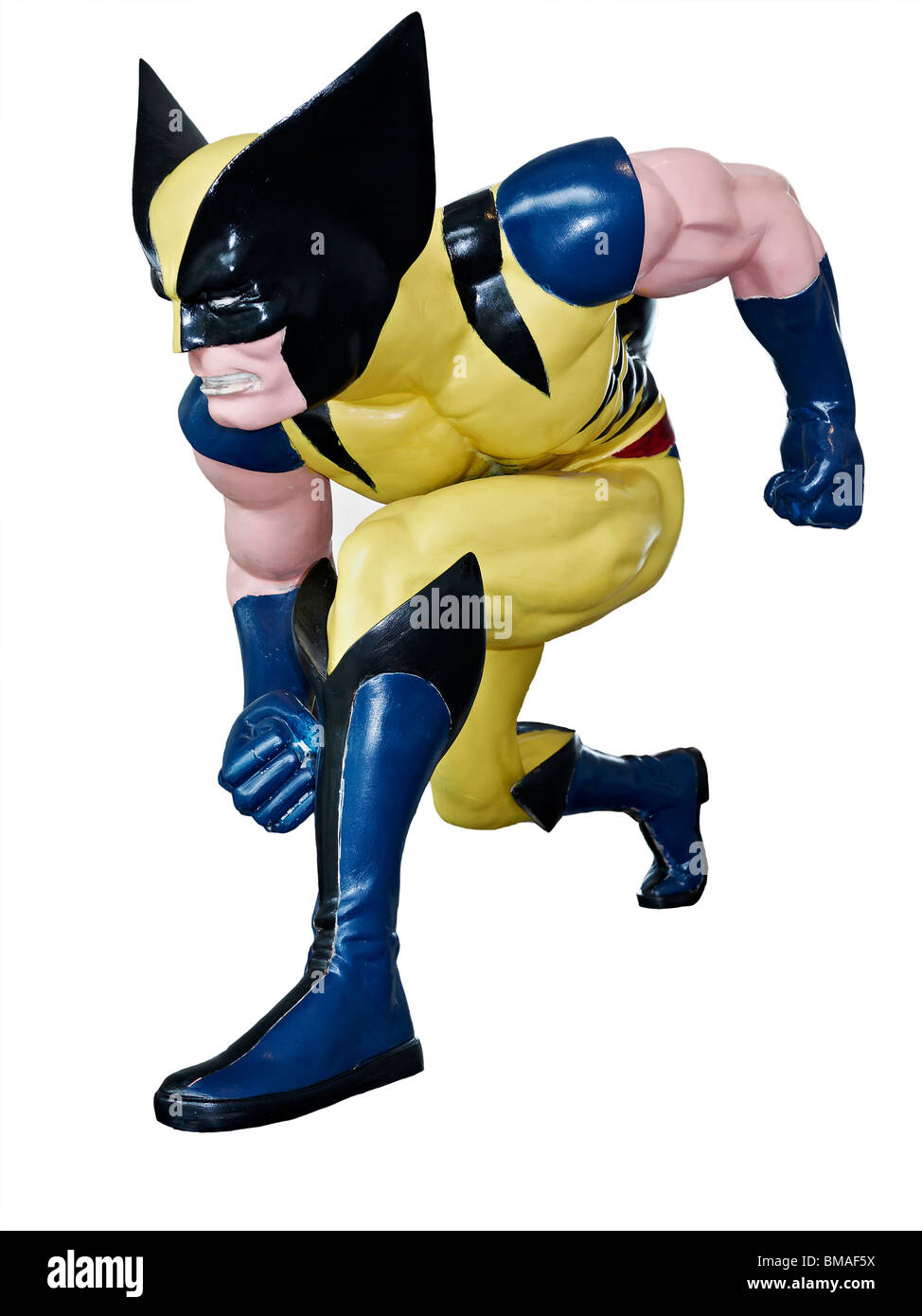 Wolverine super hero figure cutout against a plain white background Stock Photo