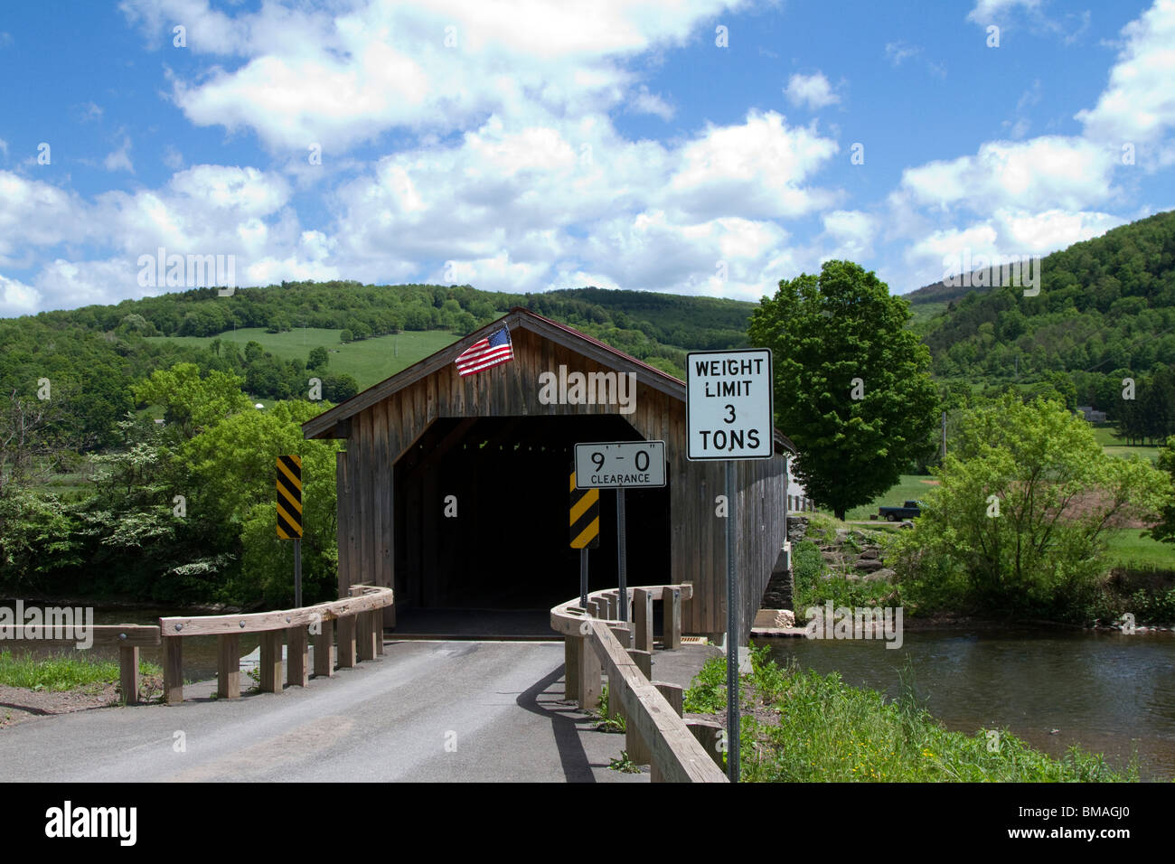 Hamden Covered historic covered bridge at Hamden, New York, USA United