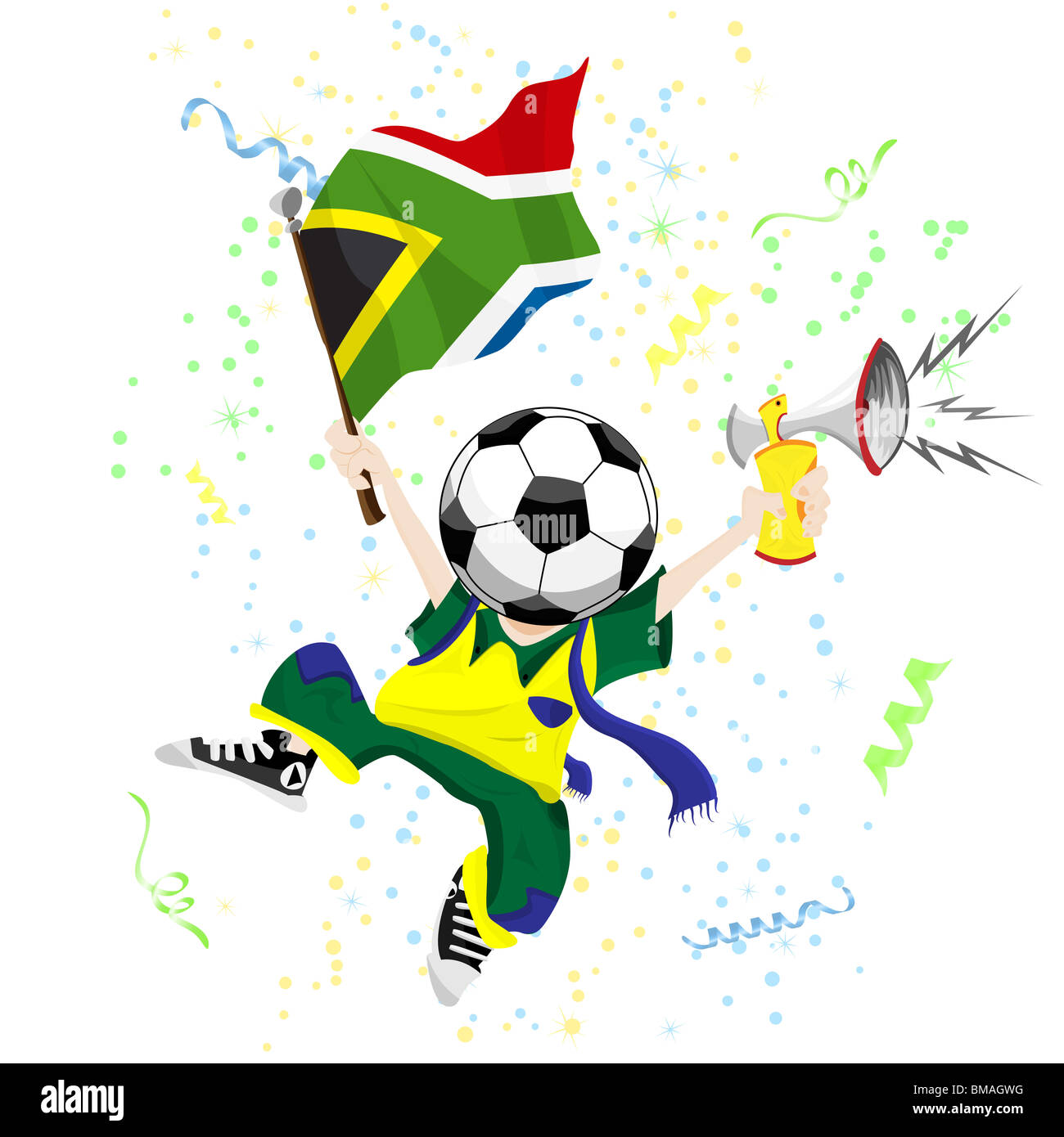 South Africa Soccer Fan with Ball Head Stock Photo Alamy