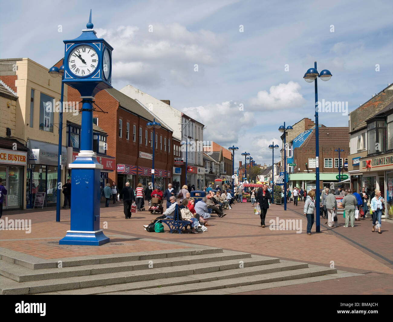 The pedestrianised High Street in Redcar Cleveland England UK Stock ...