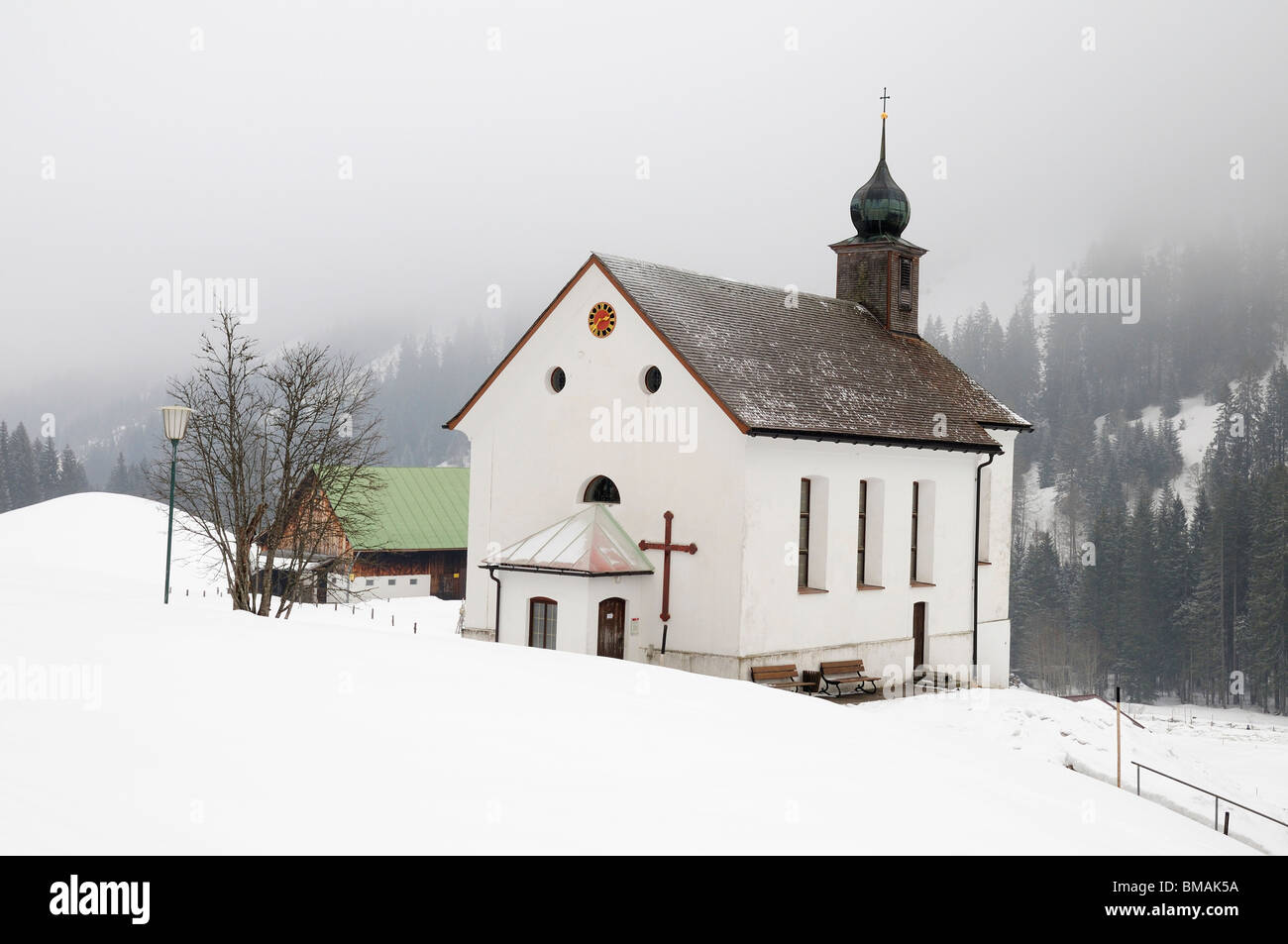 Church St. Martin in Baad, Kleinwalsertal valley, Vorarlberg, Allgaeu Alps, Austria Stock Photo
