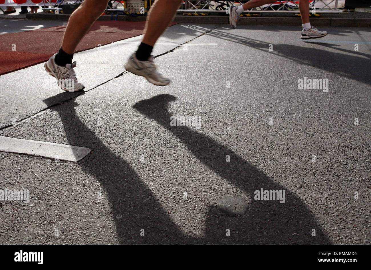 Time measurement during a marathon, Berlin, Germany Stock Photo