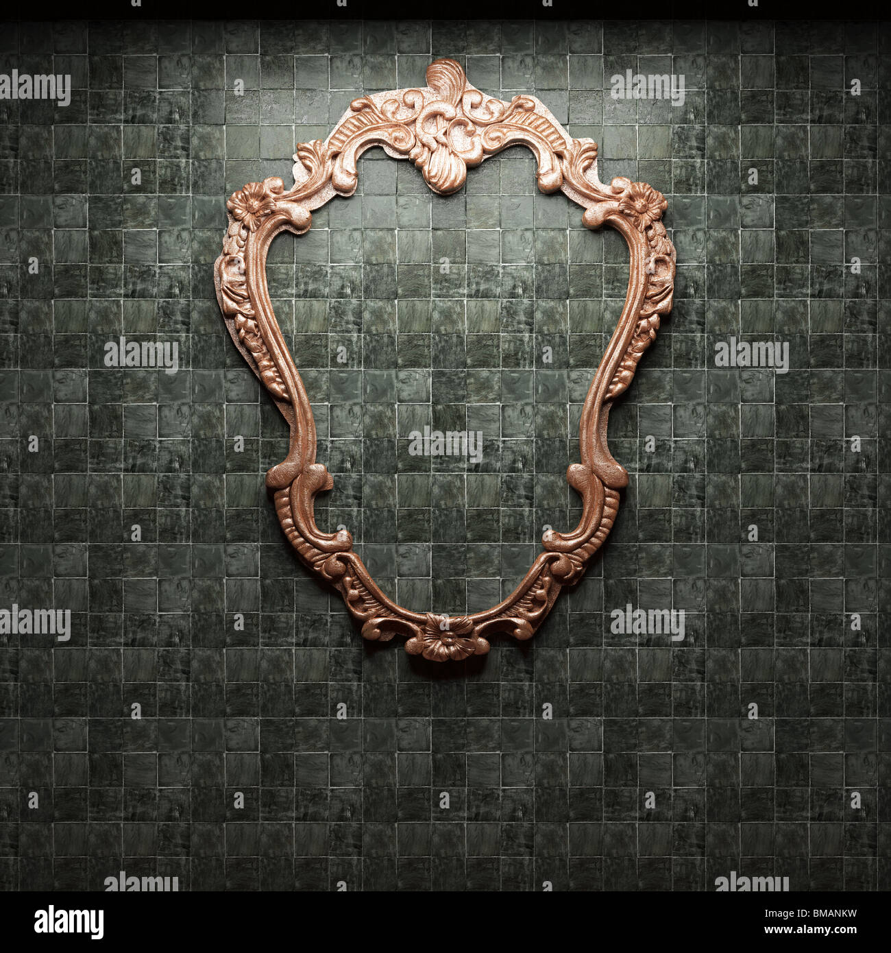 illuminated stone wall and frame made in 3D Stock Photo - Alamy