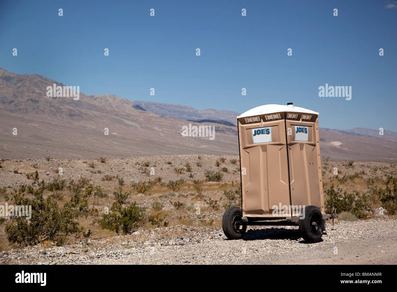 Mobile toilet ( Rest Rooms) in Death Valley California USA Stock Photo