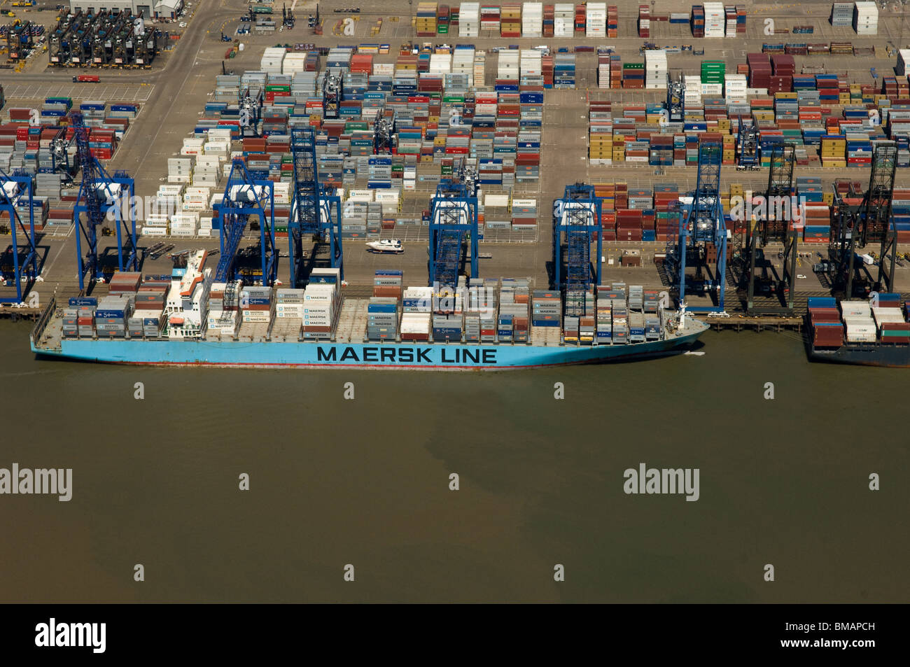 The Maersk Kampala in the Port of Felixstowe UK Stock Photo