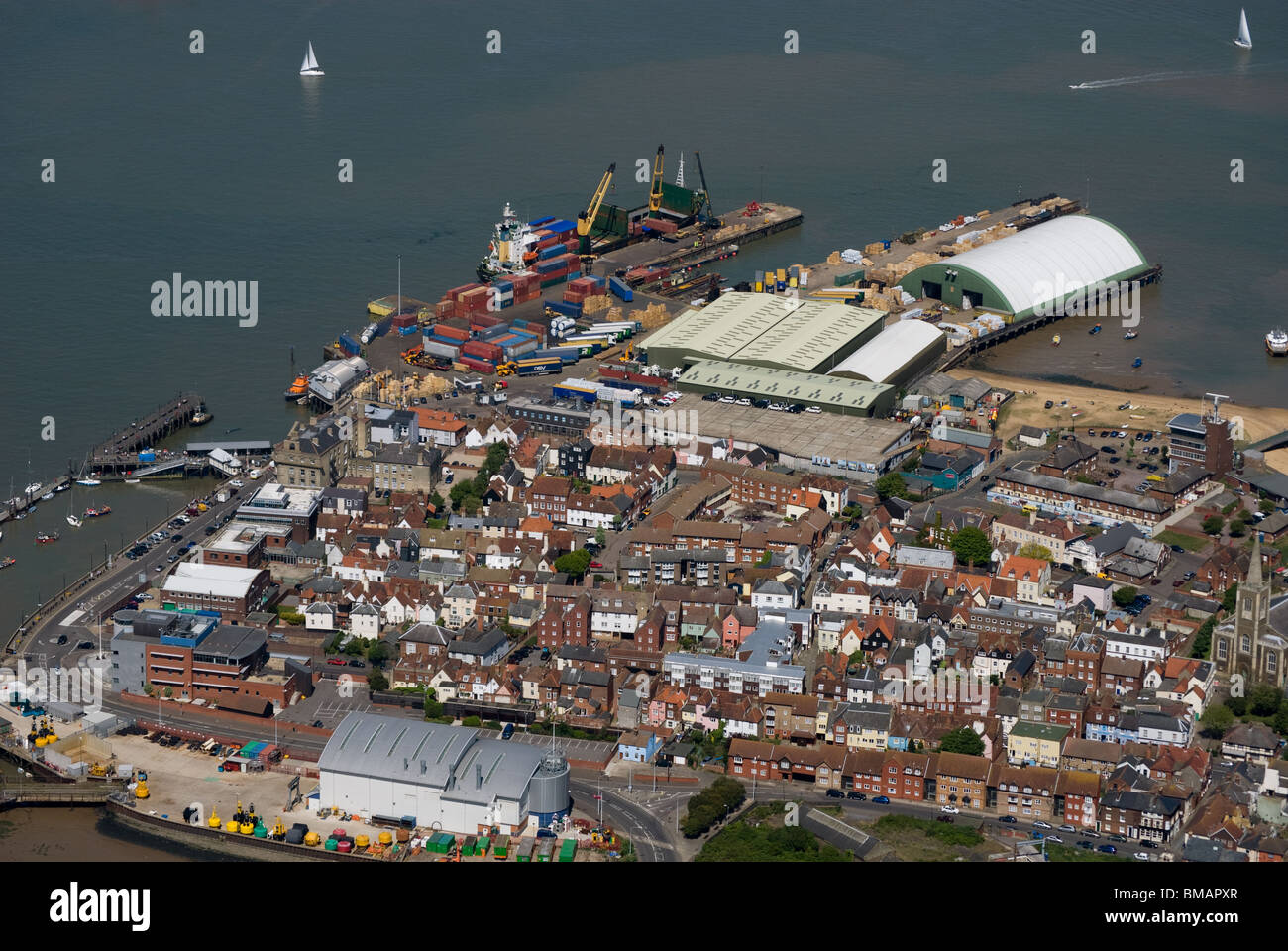 Aerial view of the town of Harwich Essex, UK Stock Photo Alamy
