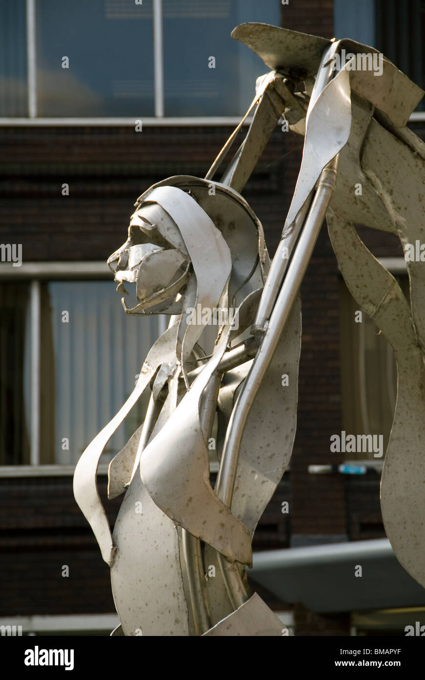 'The Fabric of Manchester'. A sculpture by Clare Bigger at St. Mary's Parsonage, Manchester, England, UK Stock Photo