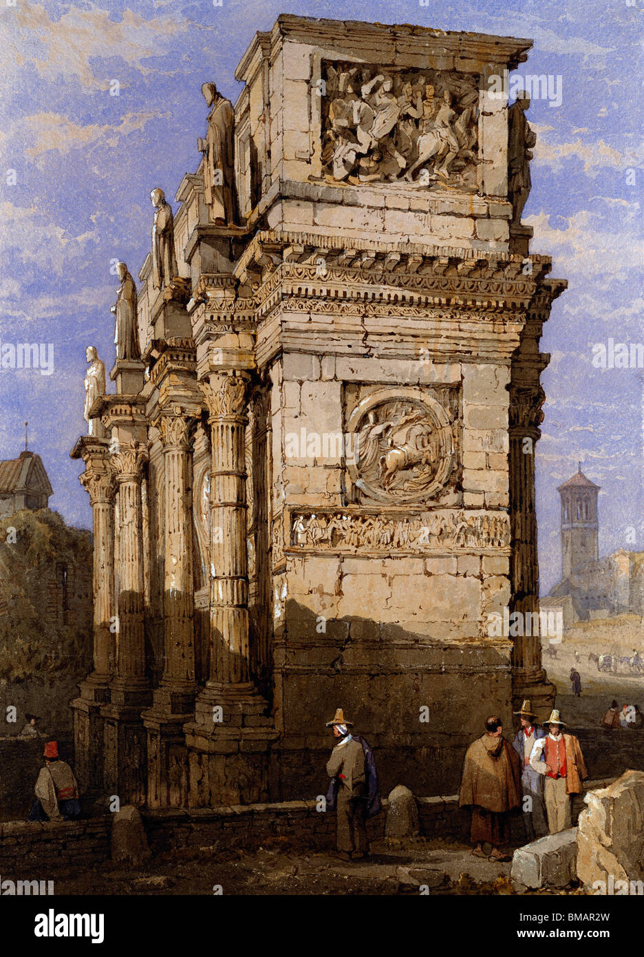 Arch of Constantine, Rome, by Samuel Prout. Rome, Italy, 19th century Stock Photo