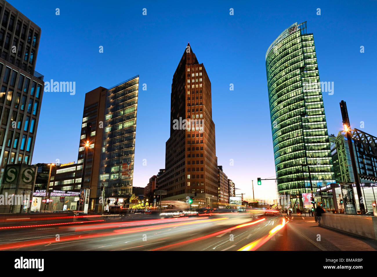 Skyscrapers on Potsdamer Platz Square, Berlin, Germany, Europe Stock Photo