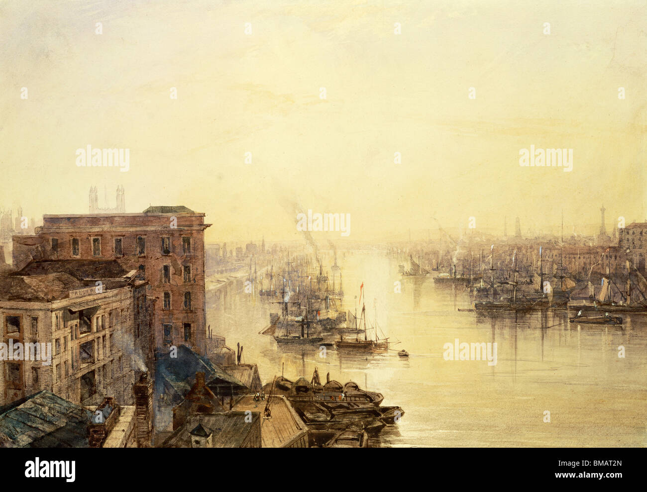 The Pool from the Adelaide Hotel, London Bridge, by William Wyld. London, England, 19th century