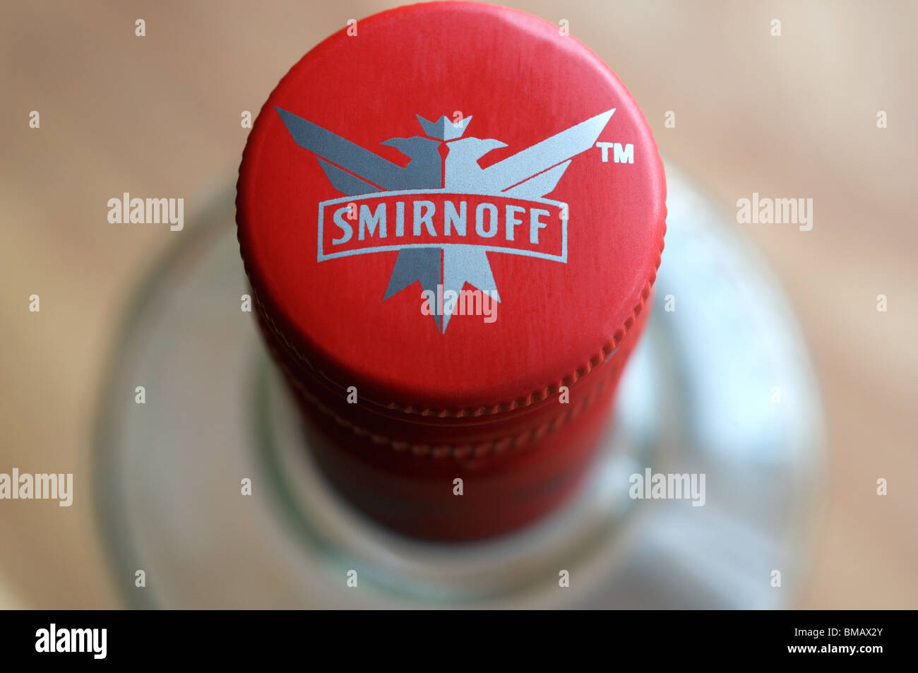 Bottle of Smirnoff vodka Stock Photo