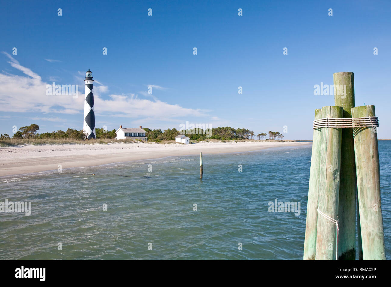 Cape Lookout Lighthouse on Cape Lookout National Seashore, North Carolina Stock Photo