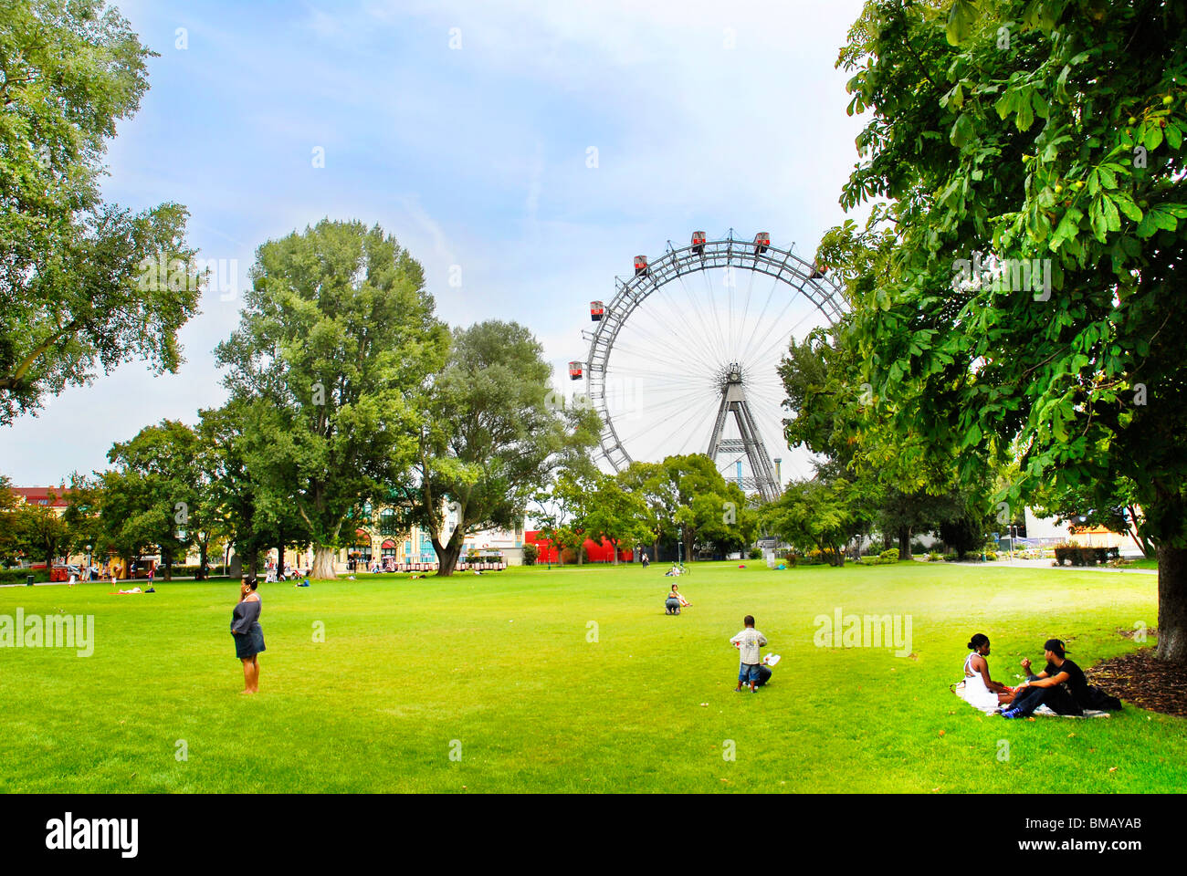 Prater, a historic ferris wheel in Vienna, Austria Stock Photo