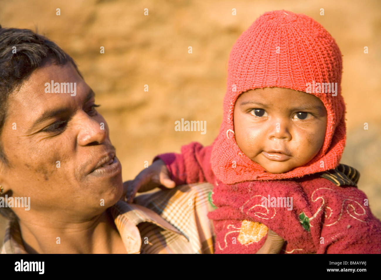 Man with girl child ; semi urban village Dilwara ; Udaipur ; Rajasthan ; India Stock Photo