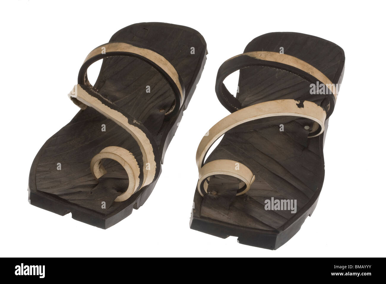 recycled tyre sandals cutout on white Stock Photo - Alamy