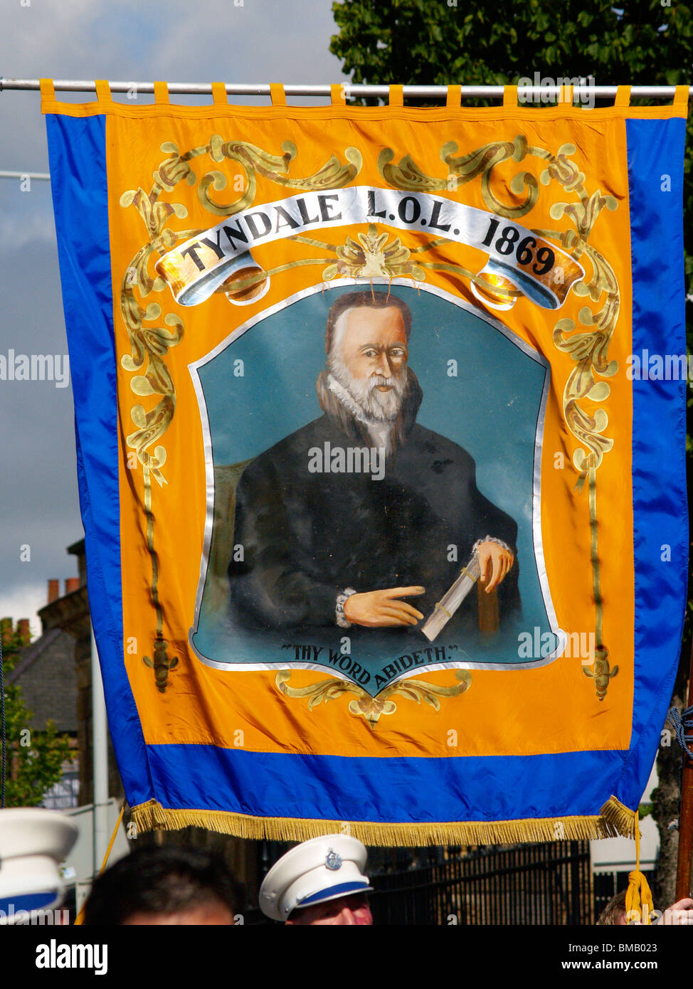 Orangefest, 12th July 2009 Orange parade through the center of Belfast. Just one of the many parades in Northern Ireland. Stock Photo
