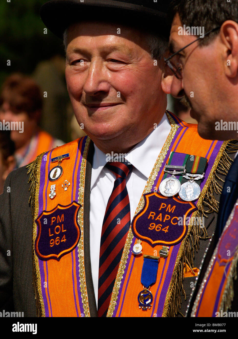 Orangefest, 12th July 2009 Orange parade through the center of Belfast. Just one of the many parades in Northern Ireland. Stock Photo