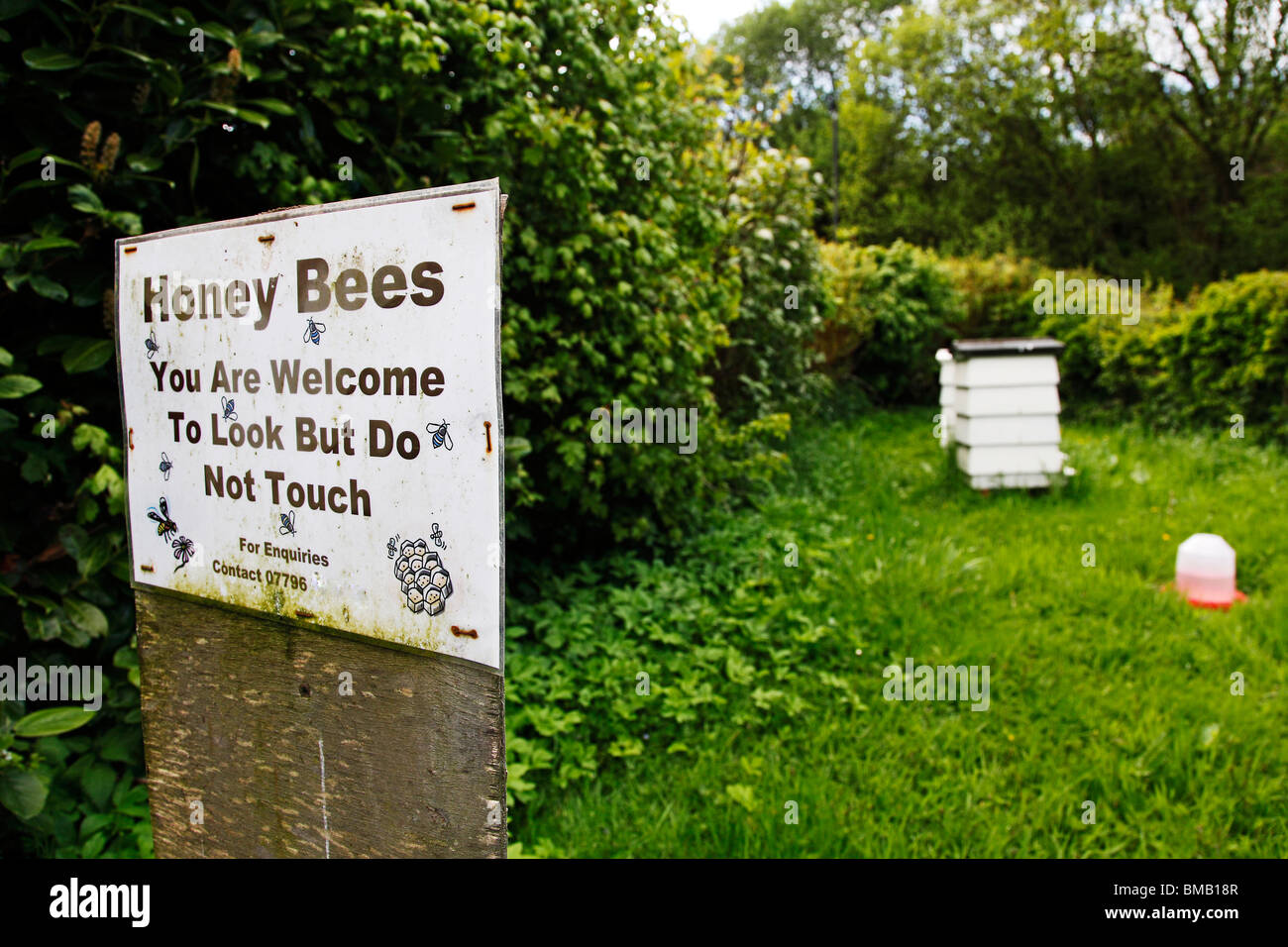 Warning sign bee hives hires stock photography and images Alamy