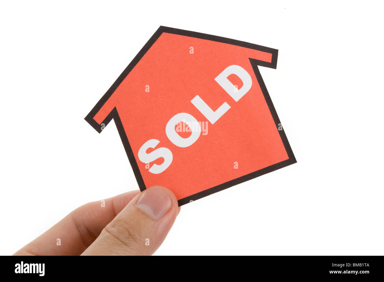 a red home sign, Real Estate Concept Stock Photo
