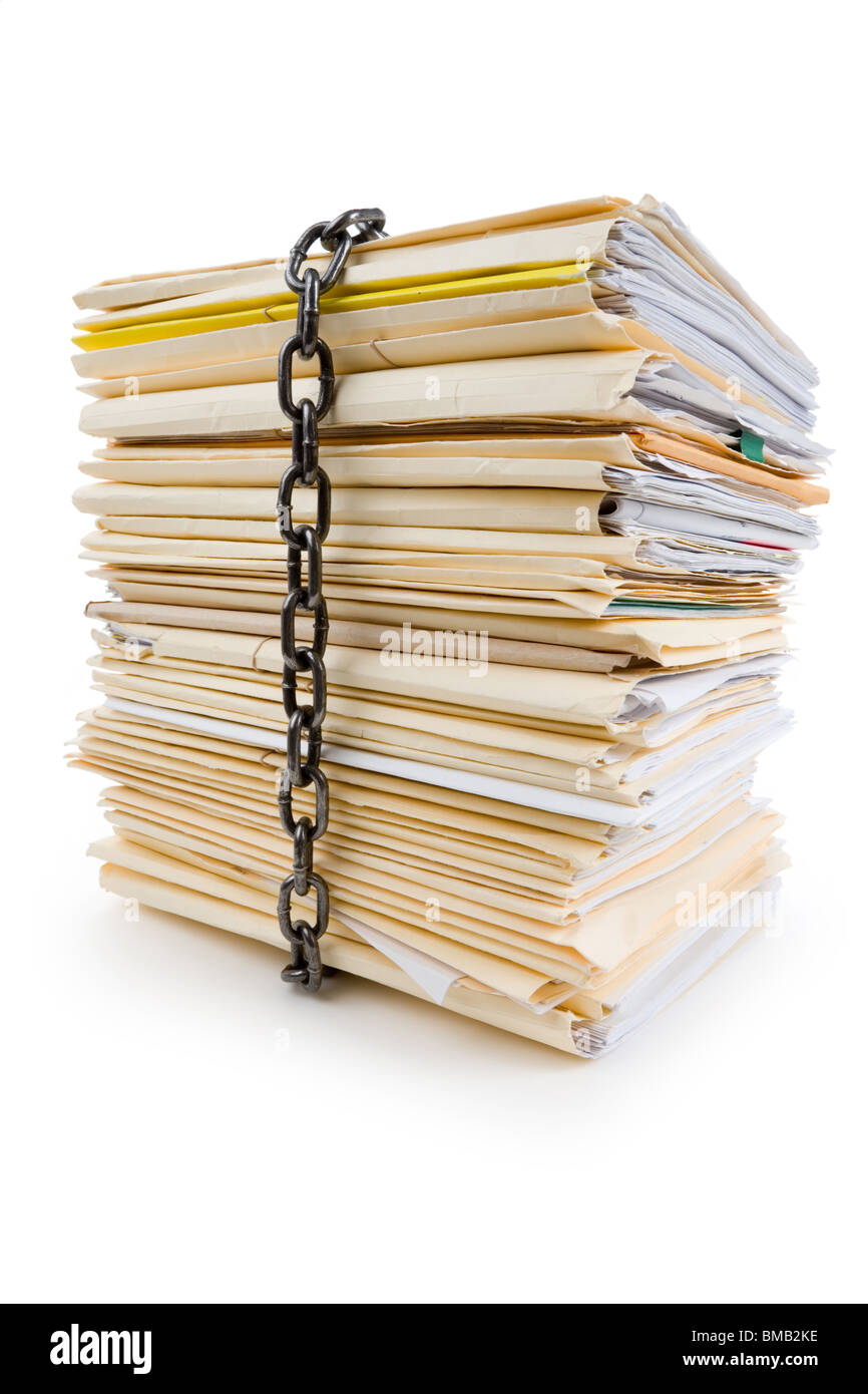 Chain and file stack, concept of Confidential Document Stock Photo
