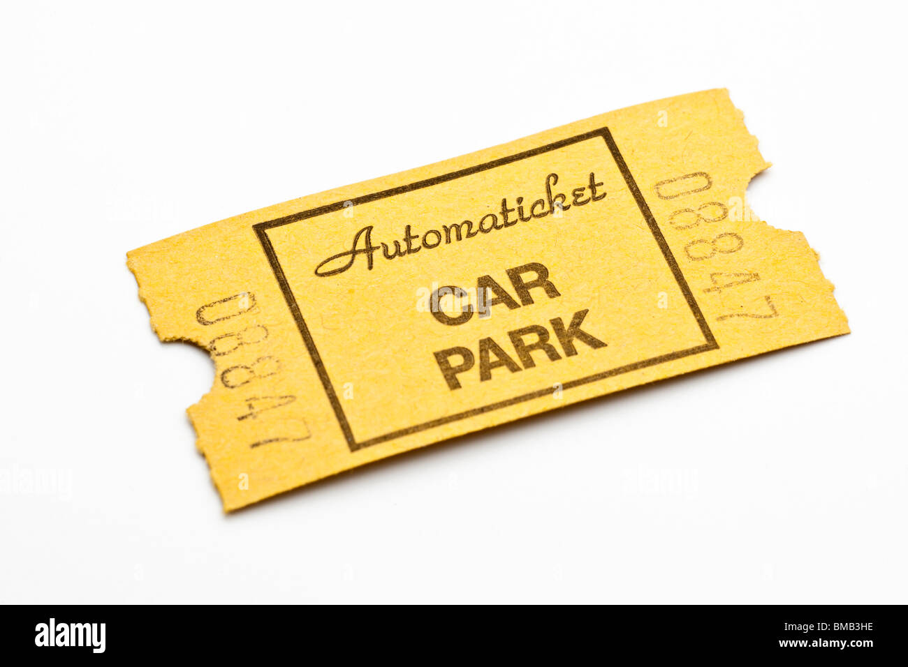 Automataticket yellow car park ticket Stock Photo