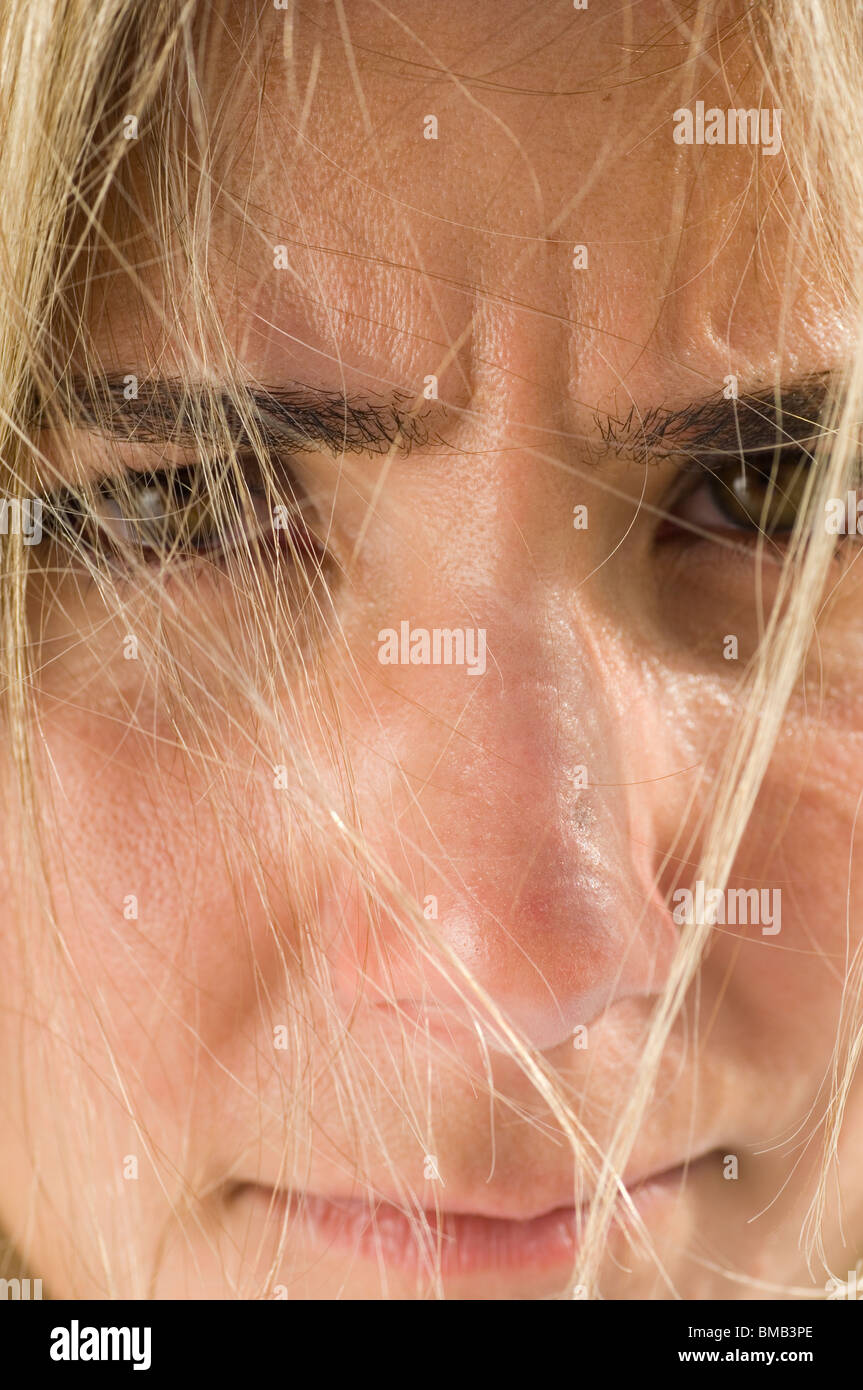 Angry woman looking face Beirut Lebanon Stock Photo