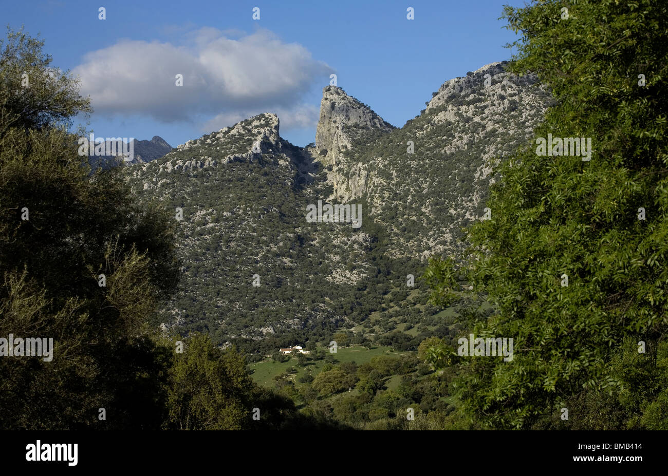 The Salto del Cabrero mountain in Benaocaz in the Sierra de Grazalema Natural Park in Cadiz province, Spain. Stock Photo