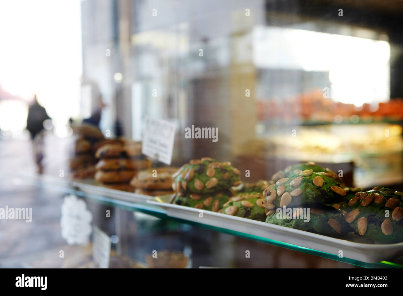 Almond biscuits in a bakery window in Venice, Italy Stock Photo