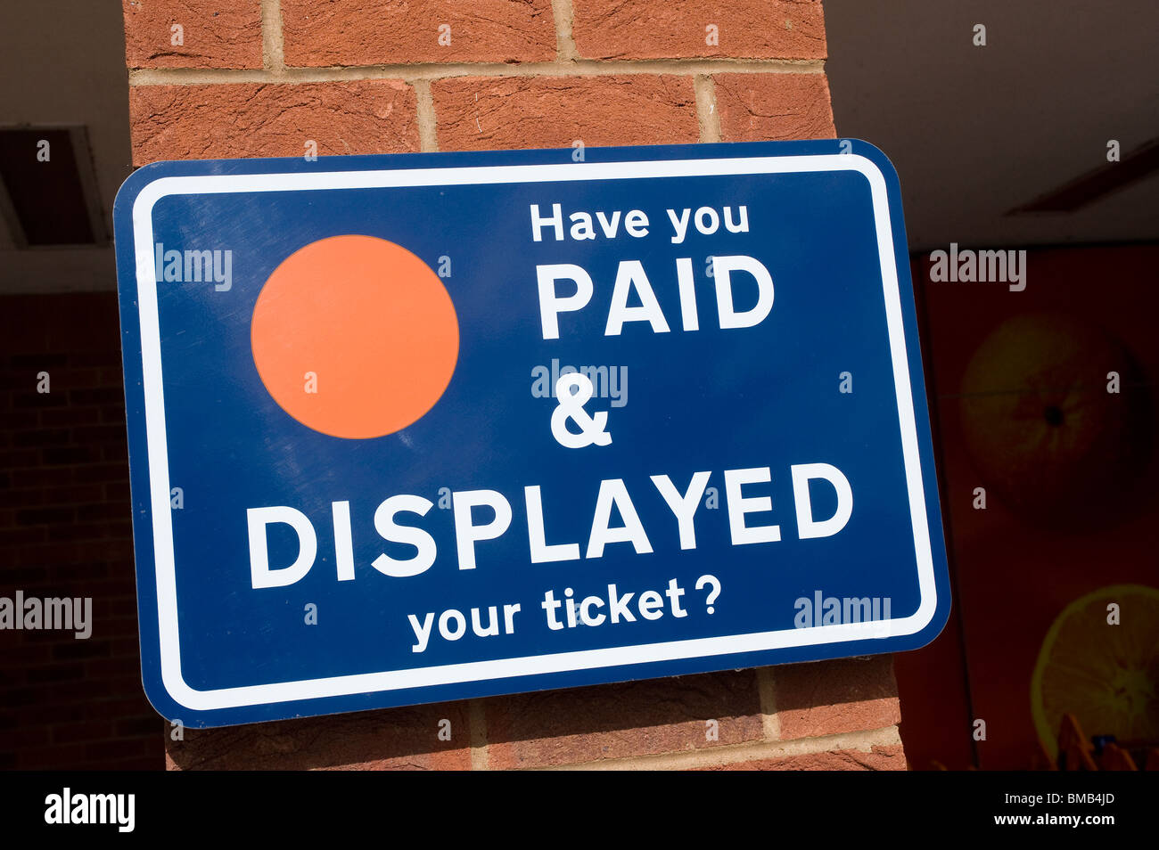 Have you paid and displayed your ticket sign in a car park in England ...