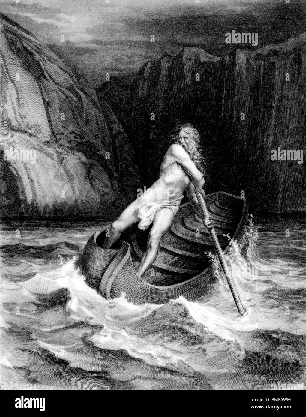 The ferryman Charon Stock Photo