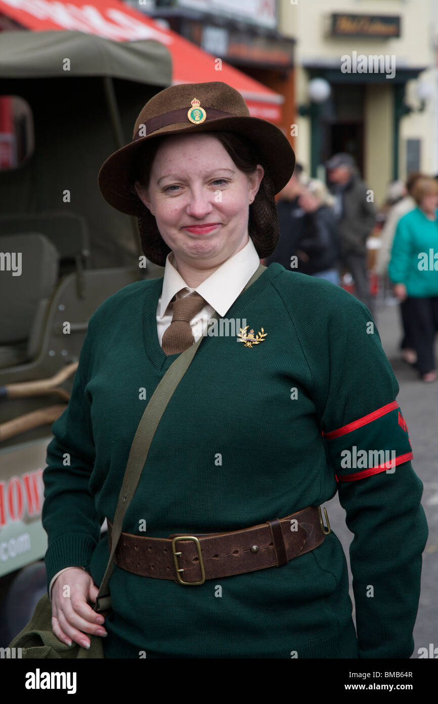Woman dressed in the uniform of the Womans Land Army of the Second ...