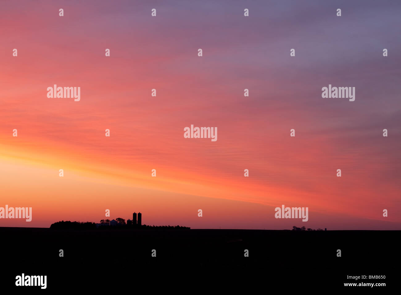 rural sunrise, Howard County, Iowa Stock Photo