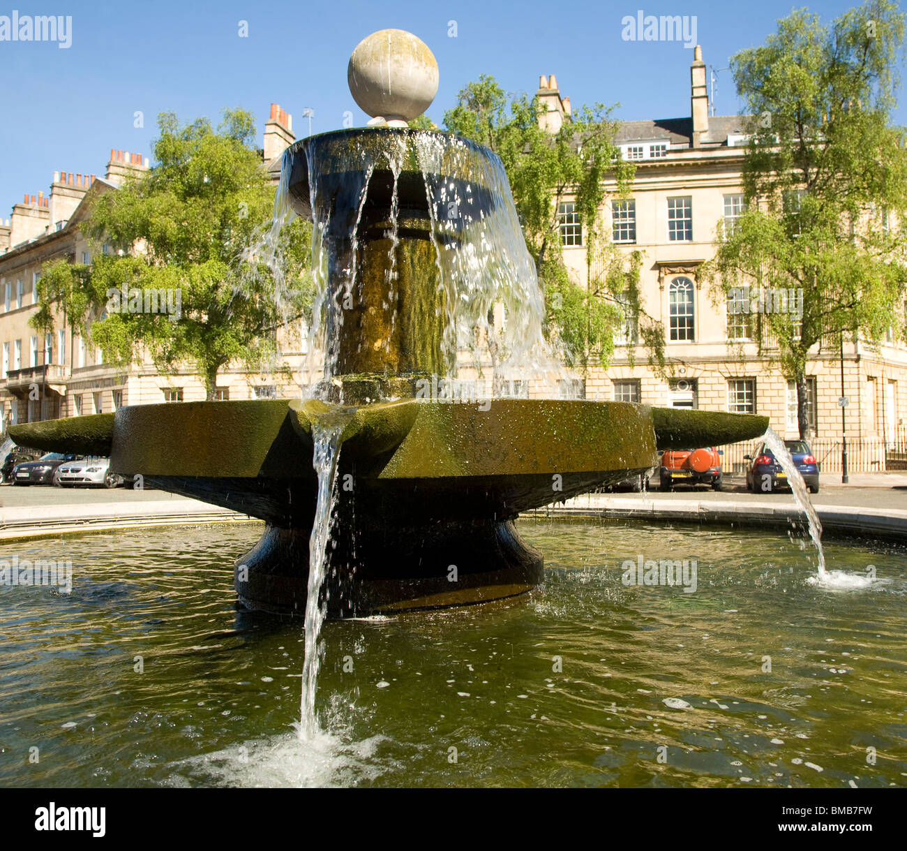 Fountain, Great Pulteney Street and Laura Place, Bath Stock Photo
