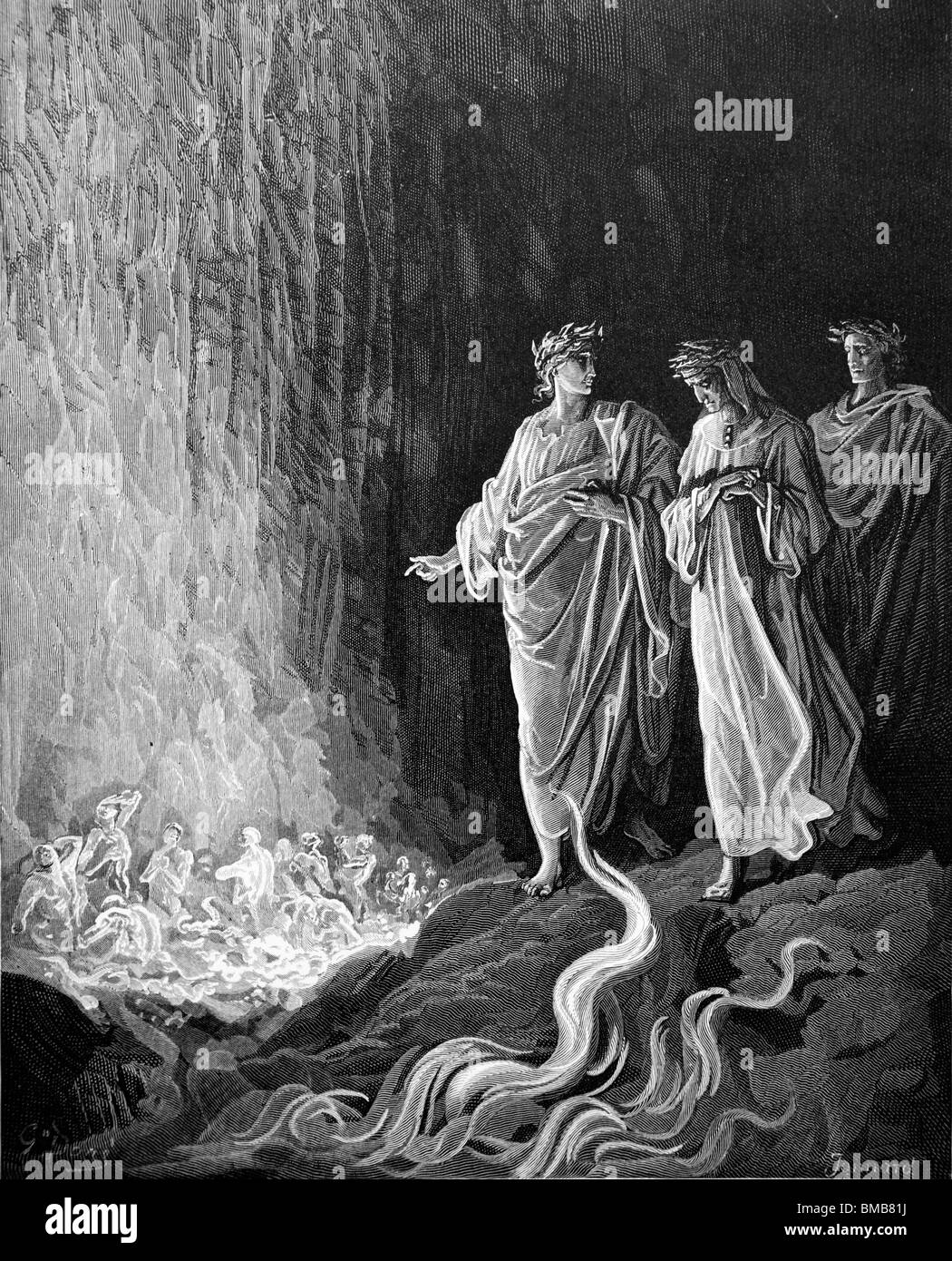 Dante and Virgil looking into the inferno, 1863 - Stock Image - C045/4482 -  Science Photo Library