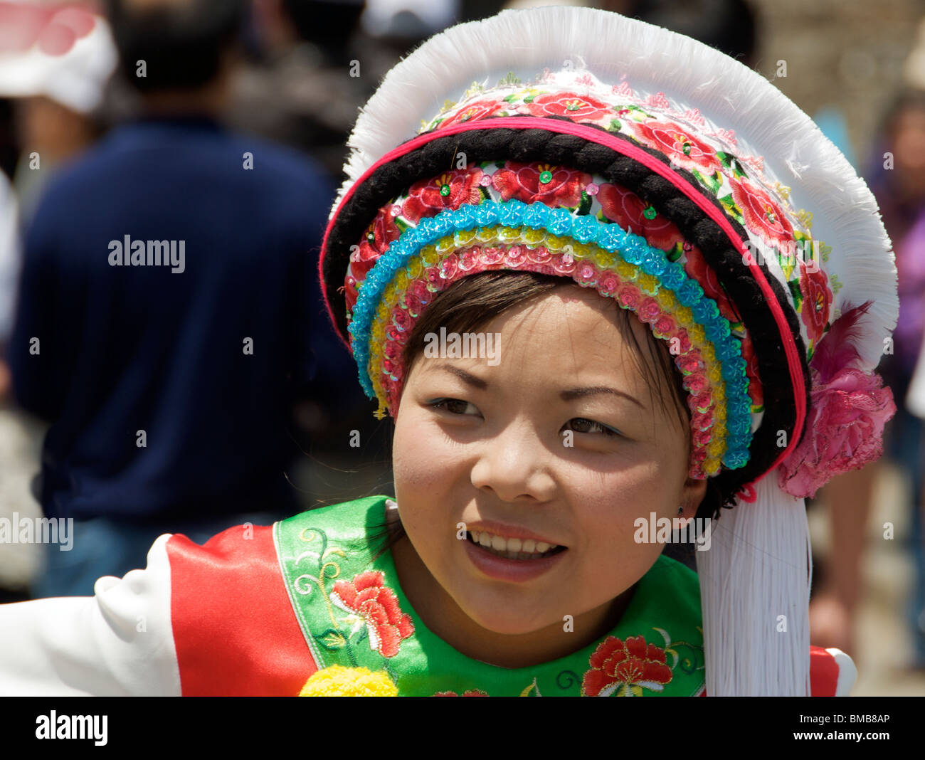 Portrait pretty Bai girl in traditional costume Dali Yunnan China Stock Photo