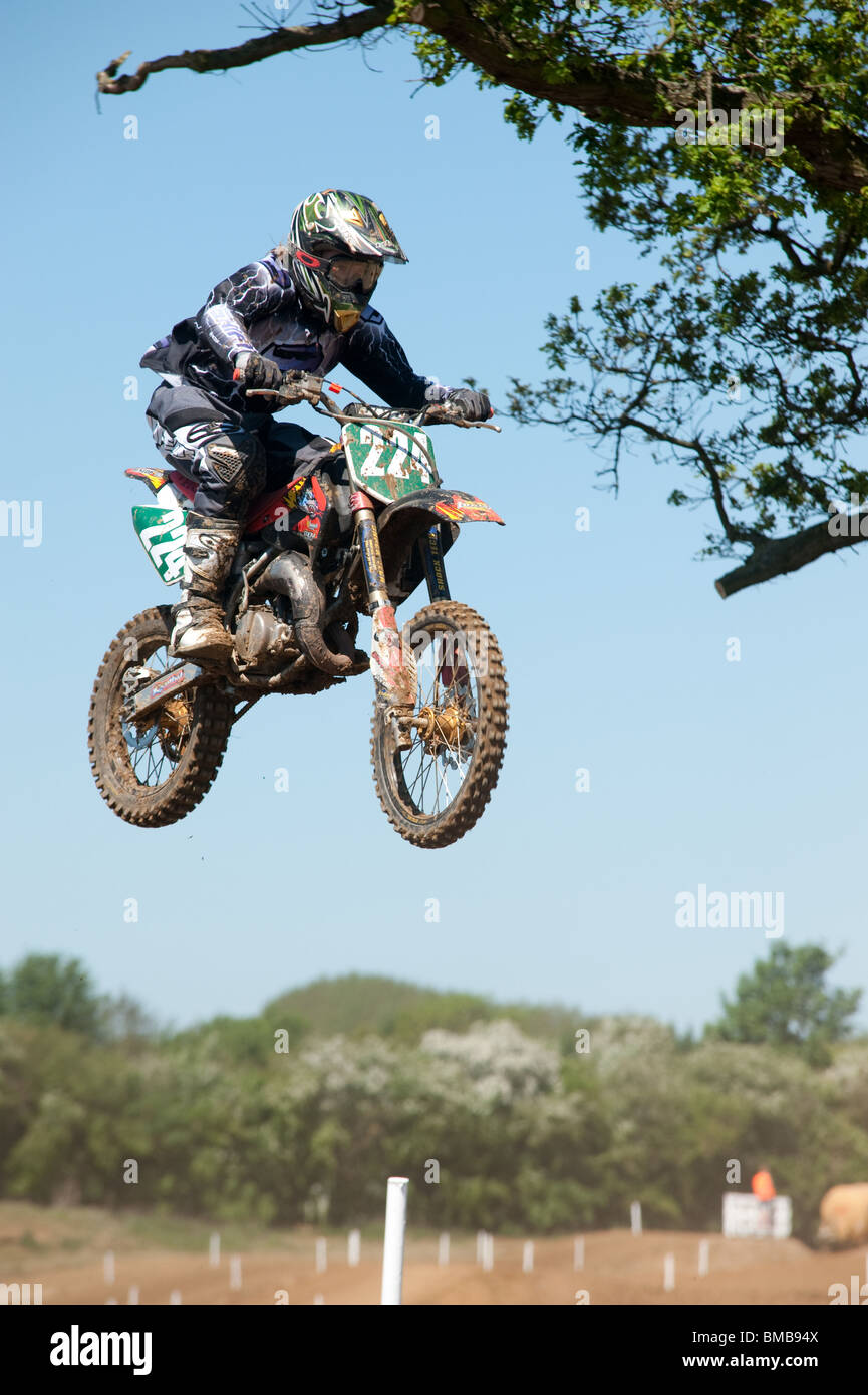 Motocross - airborne Stock Photo