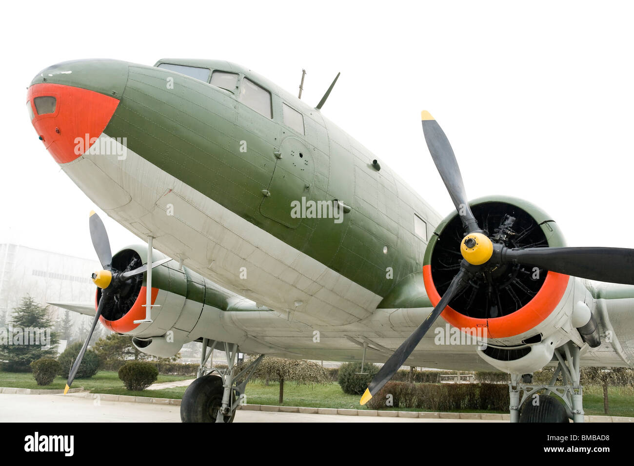 Vintage turboprop airplane parked at museum Stock Photo - Alamy