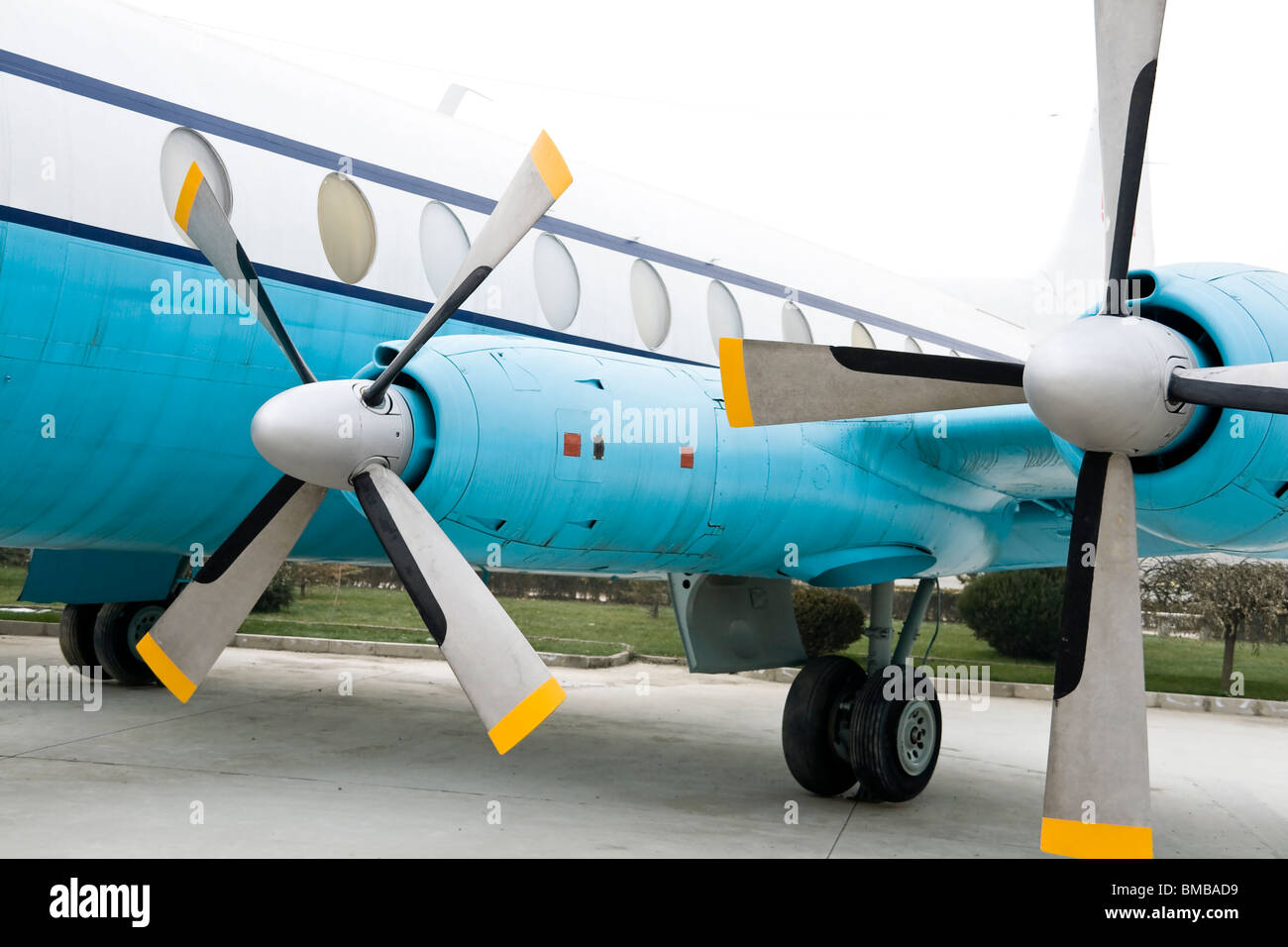 Vintage turboprop airplane parked at museum Stock Photo - Alamy
