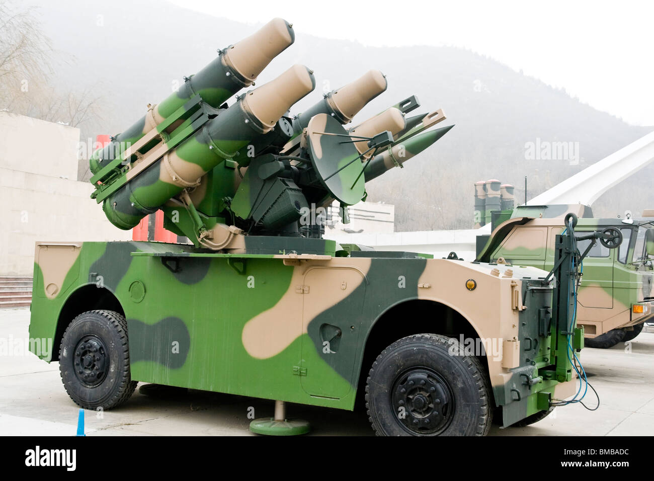 ground-to-air missile vehicle in museum in china Stock Photo