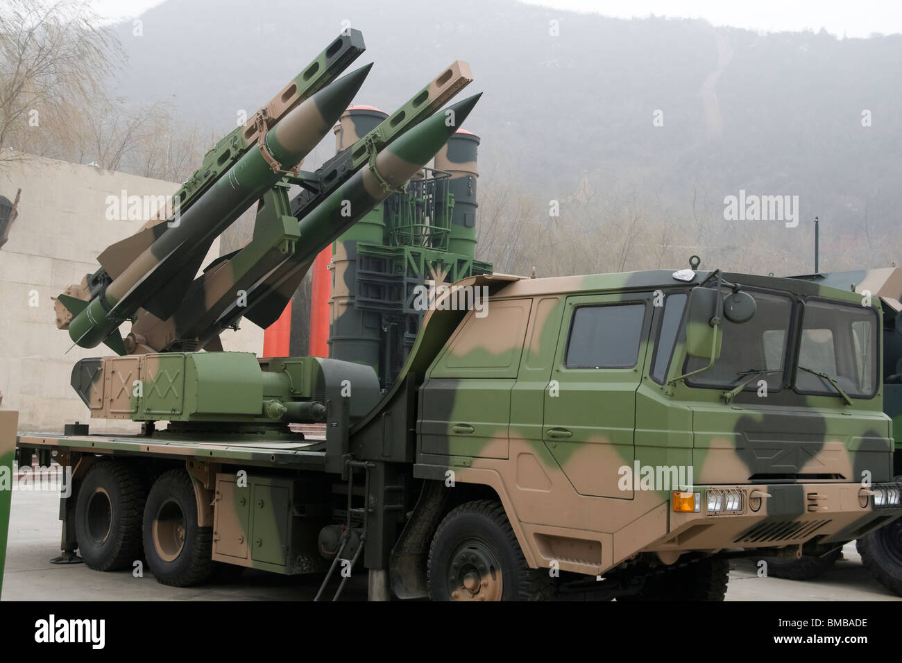 ground-to-air missile vehicle in museum in china Stock Photo