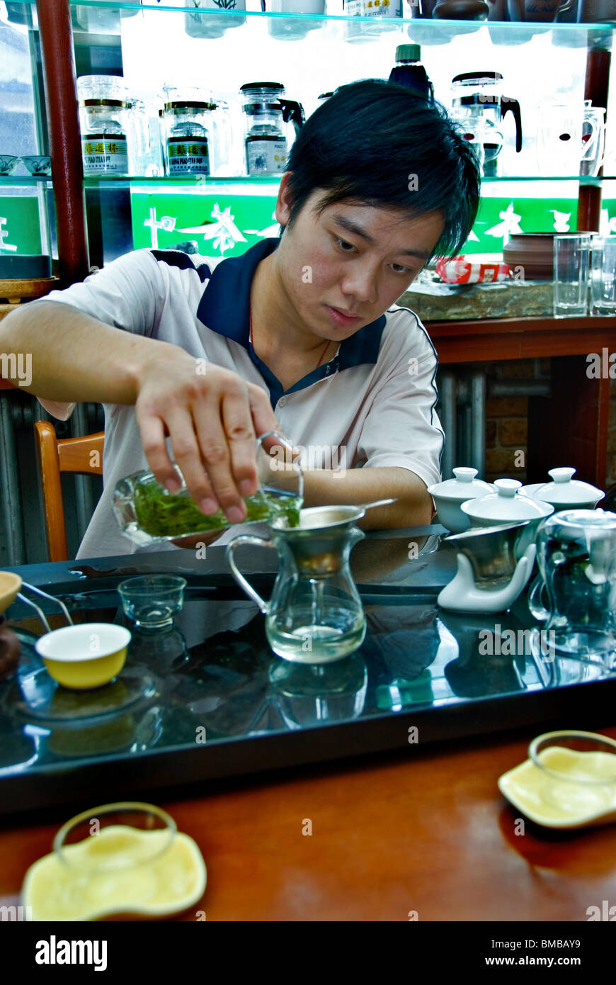 Beijing, China Chinese in Tea Shop on Maliando Road, Tea Market, Man