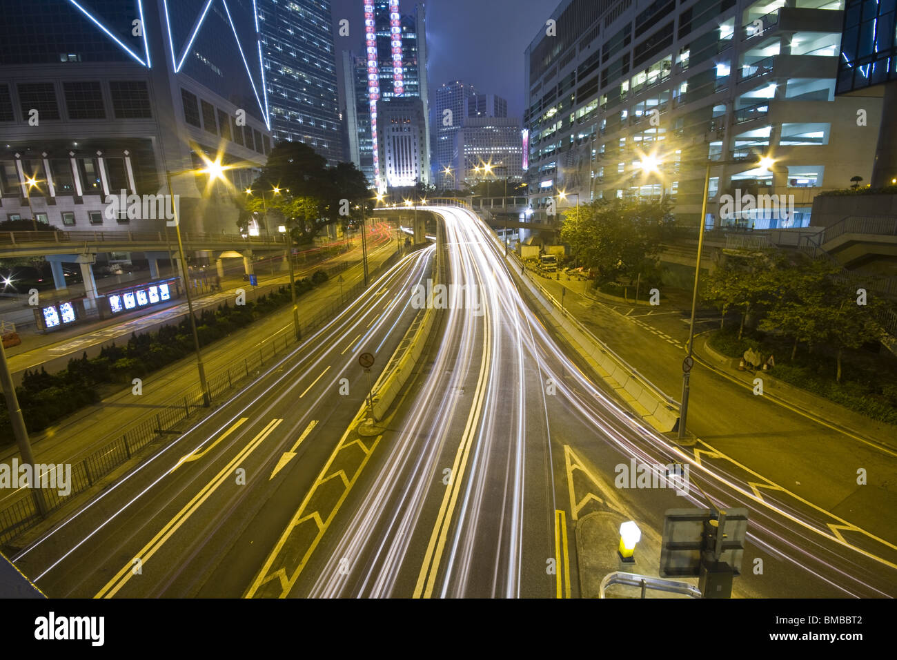 Hong Kong at night with highrise buildings Stock Photo - Alamy