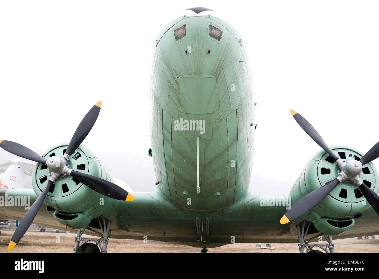 Vintage turboprop airplane parked at museum Stock Photo - Alamy