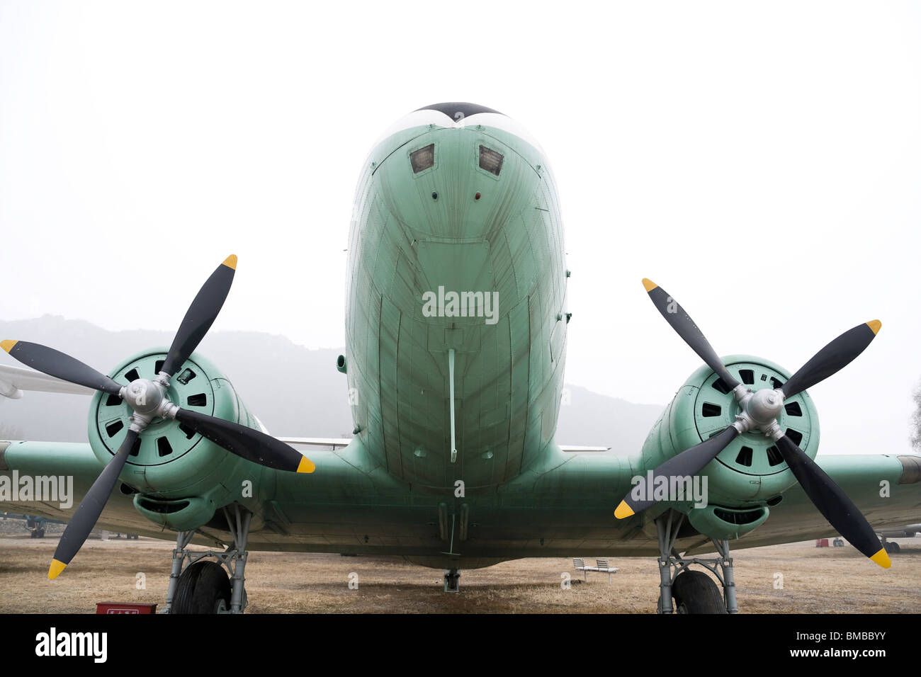 Vintage turboprop airplane parked at museum Stock Photo - Alamy