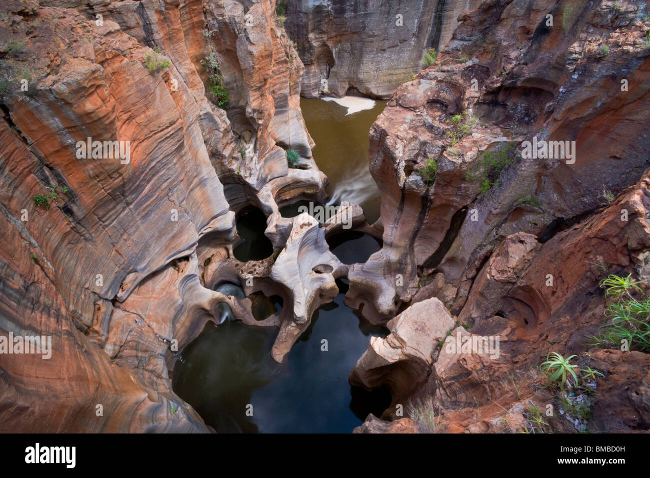 Treur River plunging through the Bourke’s Luck Potholes of Blyde River Canyon, South Africa Stock Photo