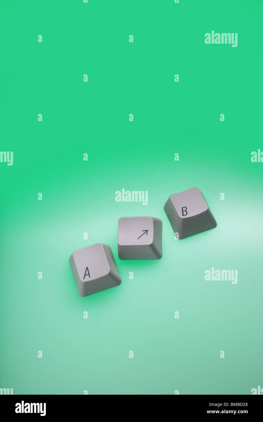 A B and arrow computer keys on graduated green background Stock Photo ...