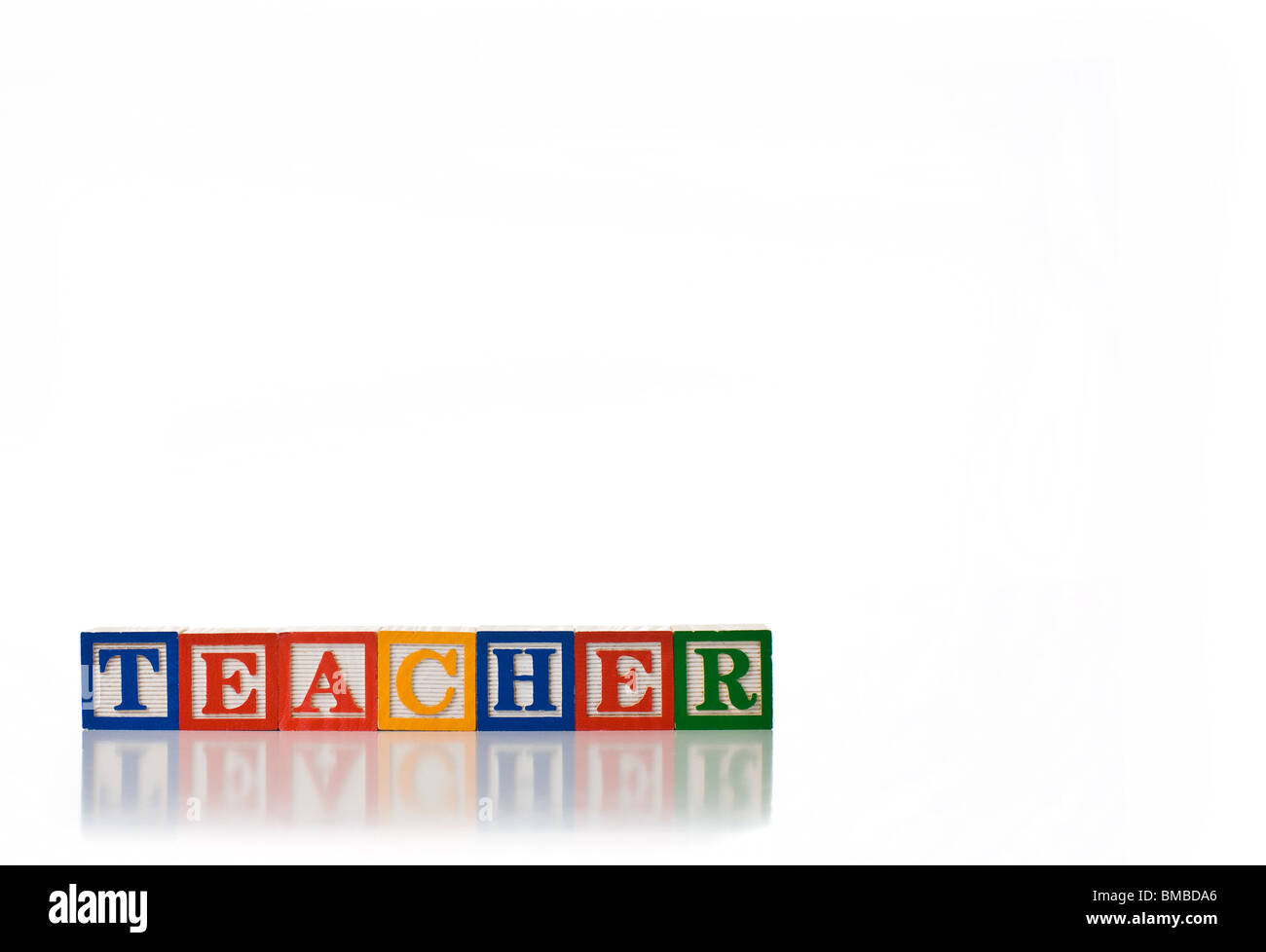 Colorful children's blocks spelling TEACHER Stock Photo