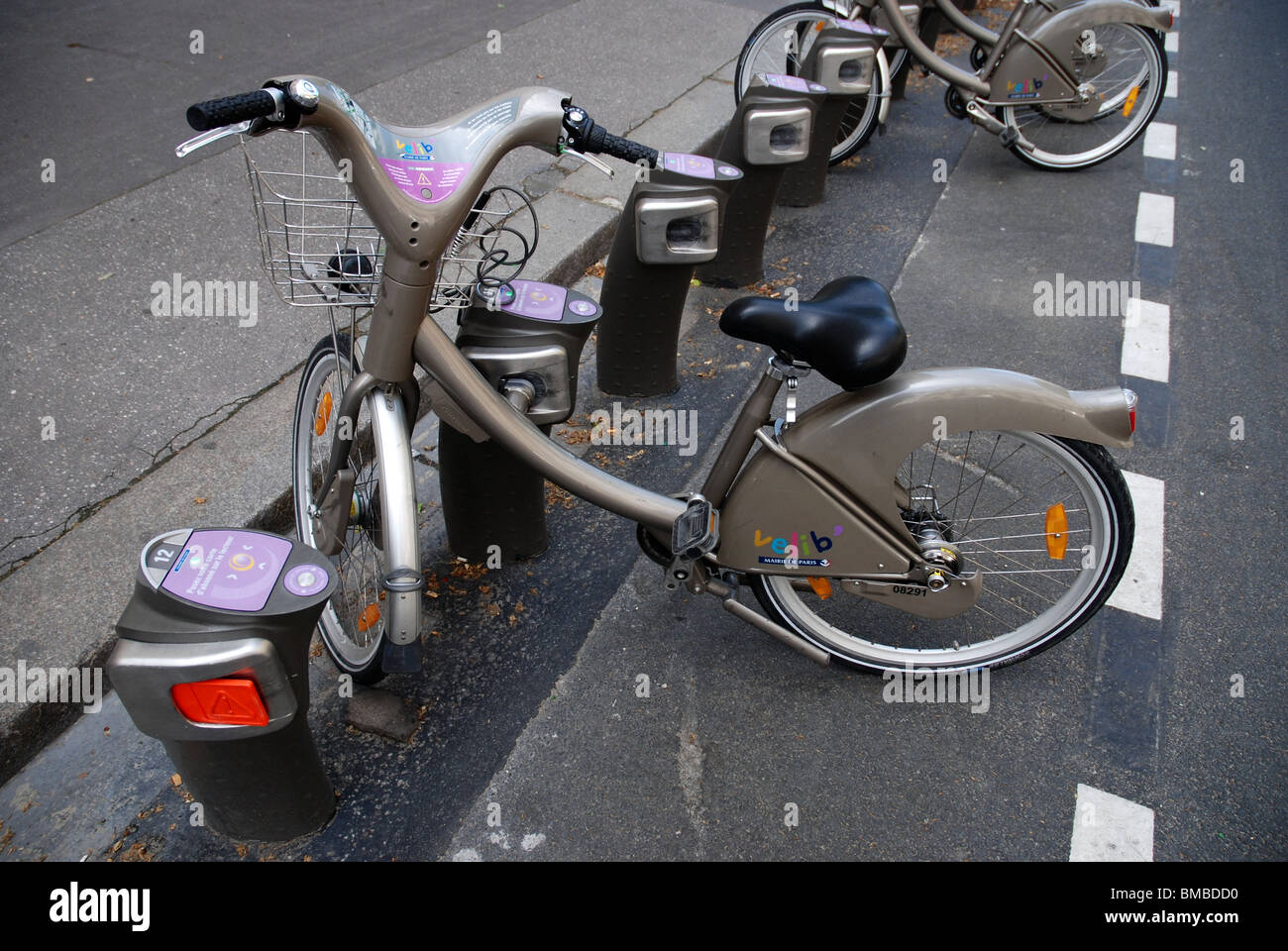 Velib bicycle stand in Paris, France Stock Photo Alamy